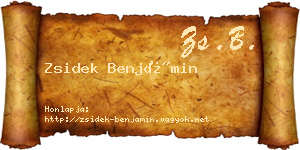 Zsidek Benjámin névjegykártya